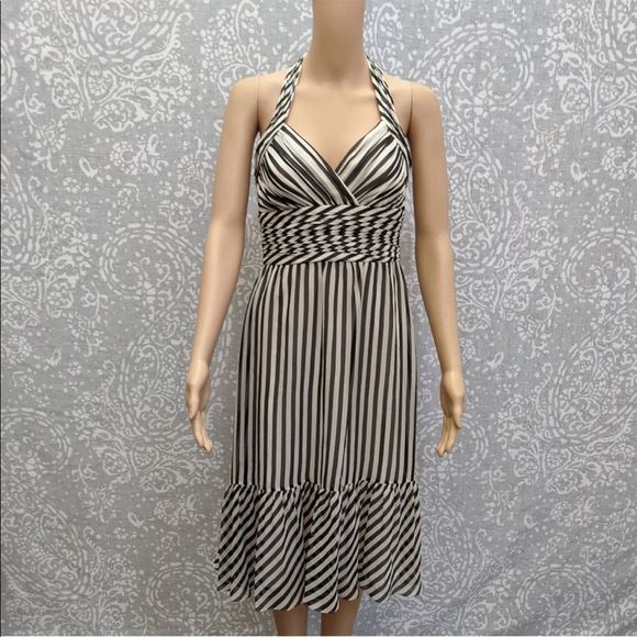 BCBGMaxAzria Striped Halter Midi Dress Size 4 - Picture 2 of 5